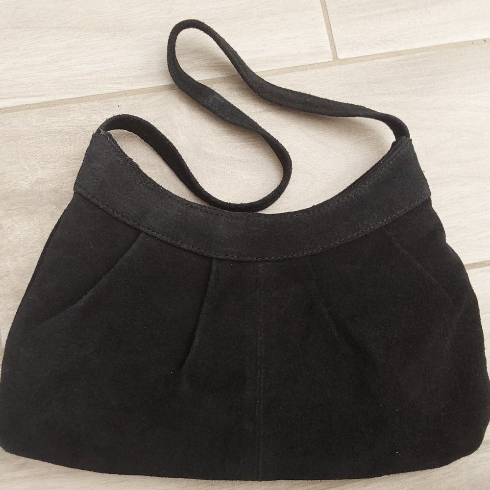 Coldwater Creek Black Suede Small Shoulder Satchel Handbag.  Size 6x11